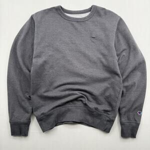 Champion Men's Powerblend Fleece Pullover Crew C Logo Granite Heather Small